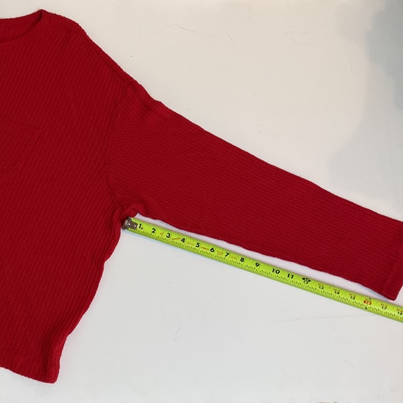 EUC! OLD NAVY L/S OVERSIZED WARM THERMAL CROP SHIRT Red Lightweight Sweater XXL - Picture 9 of 10
